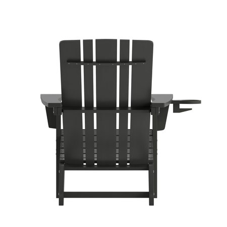 Flash Furniture Black Adirondack Patio Chairs with Cupholder, 2PK 2-LE-HMP-1045-10-BK-GG